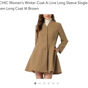 Chic Women's Brown Long Sleeve A-Line Coat